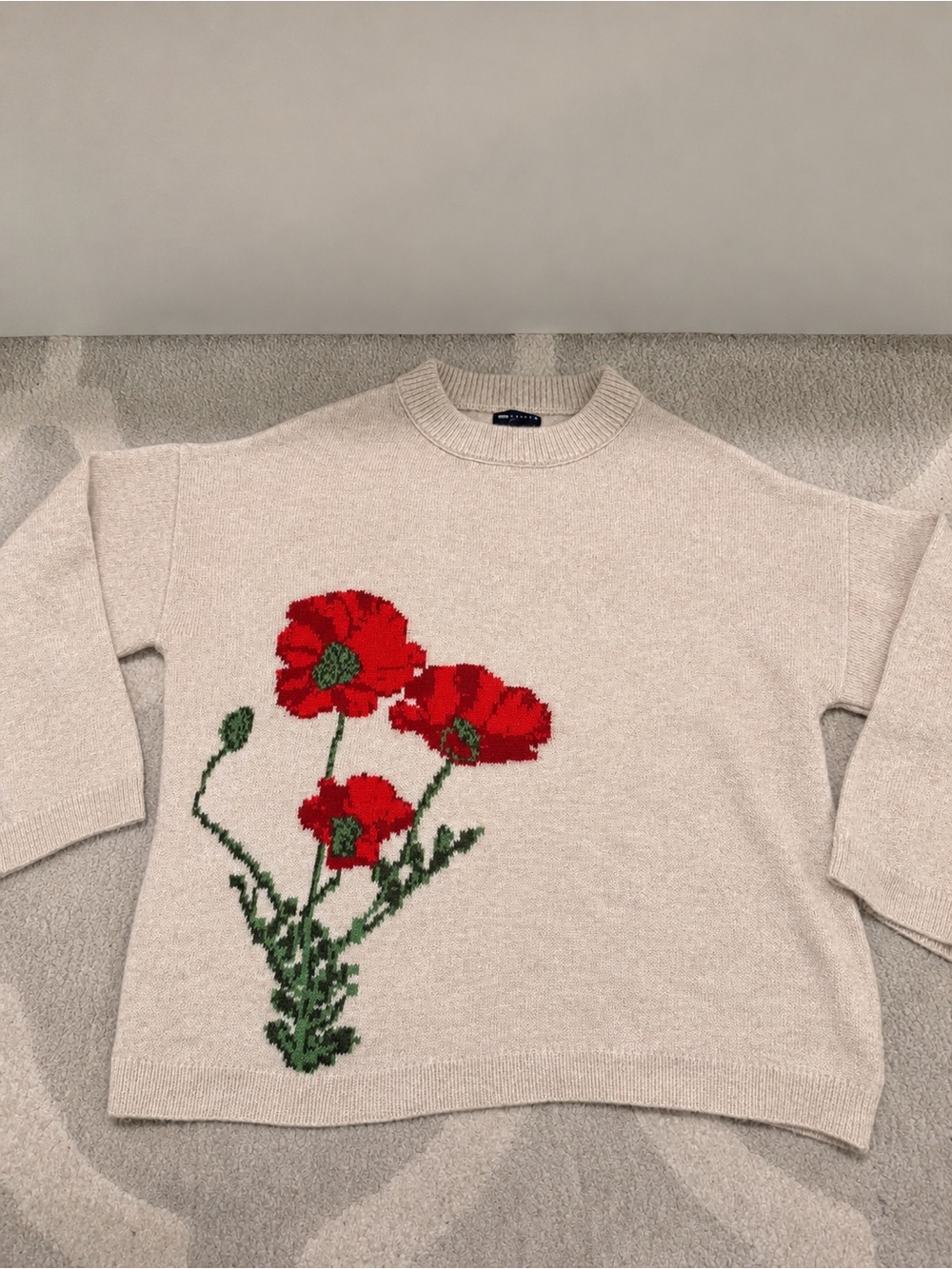 Beige Floral Poppy Knit Sweater - ASOS design